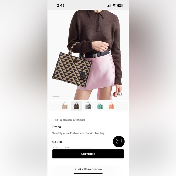 Prada Small Symbole Embroidered Fabric Handbag - Picture 4 of 16